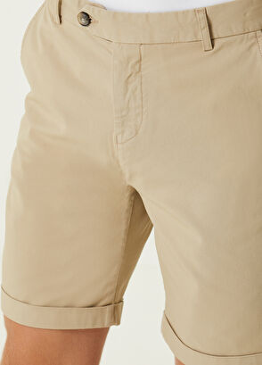 Beymen Club Slim Fit Bej Twill Şort - 4