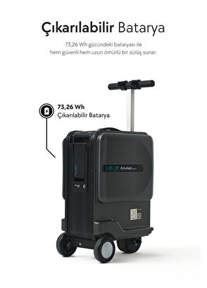 SE3miniT Siyah Kabin Boy Elektrikli Binilebilir Scooter Valiz - Görsel 4