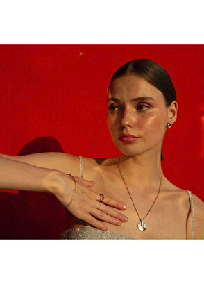 Reis Kuyumculuk Slope Büyük Boy Prılanta Taşlı 14 Ayar Pembe Altın Kadın Kolye - 4