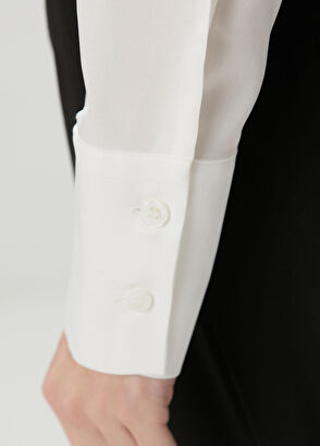 Kırık Beyaz Klasik İpek Gömlek - Görsel 8