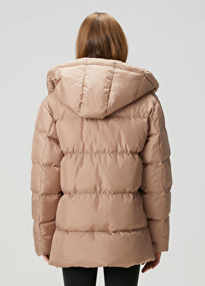 Beymen Club Açık Kahverengi Kapüşonlu Puff Mont - 4