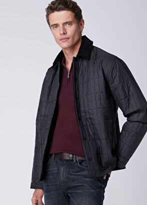 Beymen Club Black Collar Velvet Insert Quilted Thin Coat - 5