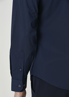 Beymen Club Slim Fit Lacivert Non-Iron Poplin Gömlek - 7