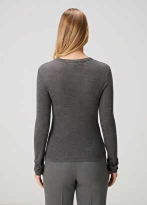Beymen Club Gri Melanj Uzun Kol Yün T-shirt - 5
