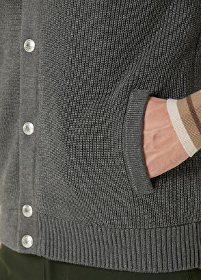 Beymen Club Grey Hooded Knit Textured Wool Knit Vest - 7