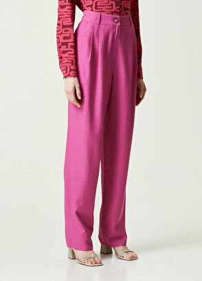 Network Regular Fit Fuşya Yüksek Bel Bol Paça Pantolon - 3
