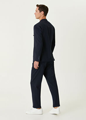 Beymen Club Lacivert Çizgili Gofreli Kruvaze Takım Elbise - 6