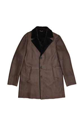 Beymen Club Kahverengi Yakası Shearling Kuzu Kürkü Kaban - 9