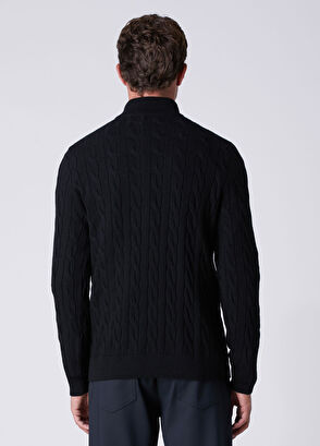 Beymen Club Black Collar Zippered Braid Textured Sweater - 5