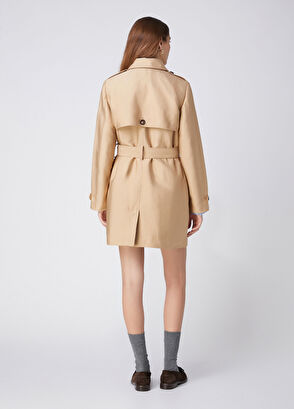 Beymen Club Beige Short Double-Breasted Trench Coat - 8