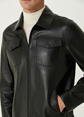 Beymen Club Black Leather Jacket - 6