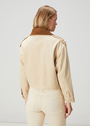 Beymen Club Bej İşlemeli Denim Ceket - 5