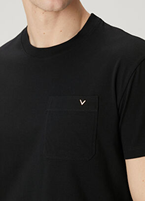 Valentino Regular Fit Siyah Logo Detaylı T-shirt - 5