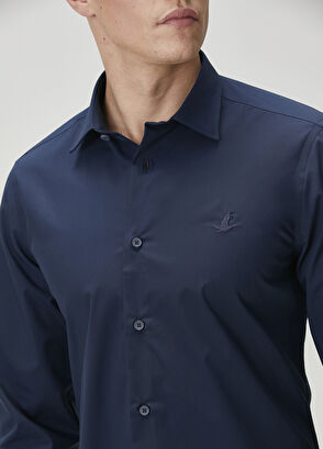 Beymen Club Slim Fit Lacivert Non-Iron Poplin Gömlek - 6