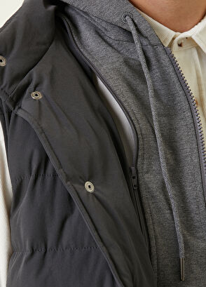 Beymen Club Anthracite Hooded Puffer Vest - 7