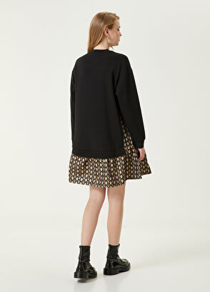 Beymen Club Siyah Brokar Detaylı Mini Elbise - 5