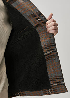 Beymen Club Kahverengi Ekose Desenli Yün Dış Gömlek - 10