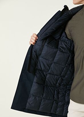 Beymen Club Lacivert Kapüşonlu İç Yaka Detaylı Twill Kaban - 9