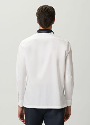 Beymen Club Regular Fit Beyaz Kontrast Triko Yakalı Gömlek - 6