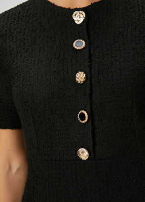 Beymen Club Siyah Tuvit Dokulu Midi Elbise - 6