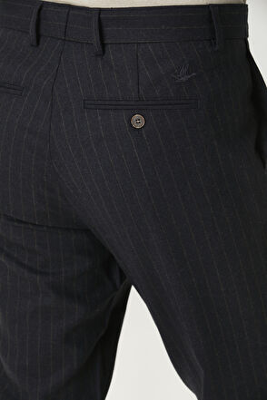 Beymen Club Antrasit Çizgili Yün Pantolon - 5