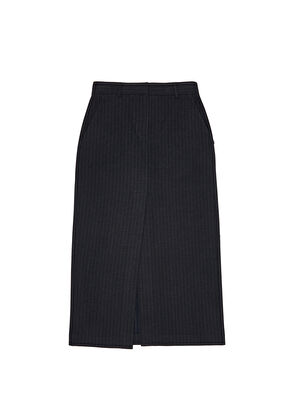 Beymen Club Antrasit Çizgili Midi Kalem Etek - 8