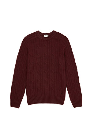 Beymen Club Burgundy Hair Braid Textured Wool Sweater - 8