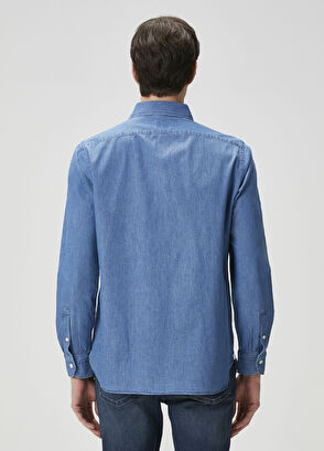 LUIGI BORRELLI Dark Blue Denim Shirt - 4