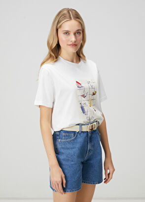 Beymen Club Off-White Fruit Print Oversize T-shirt - 4