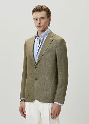 Beymen Club Khaki Linen Blazer - 4