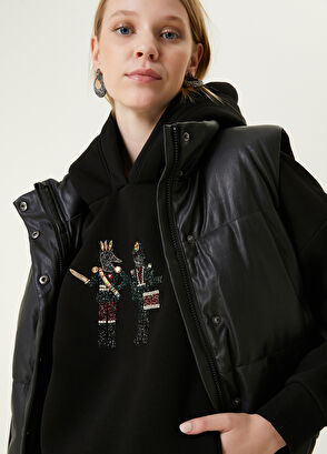 Beymen Club Siyah Kapüşonlu İşlemeli Sweatshirt - 3