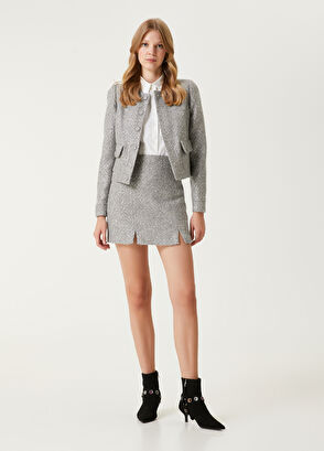 Grey Glitter Tweed Coat Beymen Club Grey Glitter Tweed Coat - 4