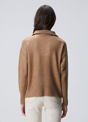 Network Camel Dik Yaka Fermuarlı Uzun Kol Kazak - 5