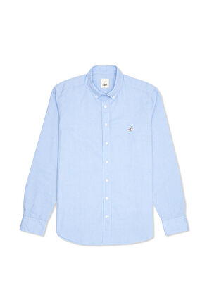 Slim Fit Blue Oxford Shirt Beymen Club Slim Fit Blue Oxford Shirt - 8