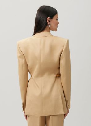 Gabriela Hearst Camel Keten Blazer - 4
