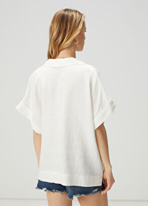 Beymen Club Off-White Linen Blouse - 5