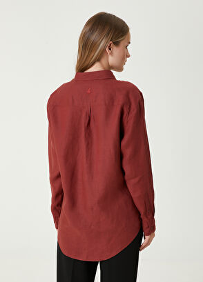 Beymen Club Bordo Kuş Logolu Keten Gömlek - 6