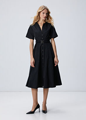 Network Siyah Tafta Elbise - 4