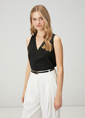 Beymen Club Siyah Bol Kesim Krep Bluz - 4