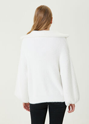 Beymen Club Kırık Beyaz Tüylü Kazak - 6