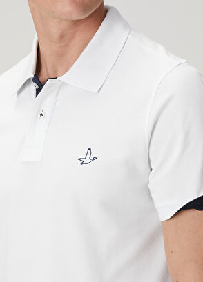 Beymen Club Beyaz Comfort Fit Yaka Altı Baskılı Polo T-shirt - 6