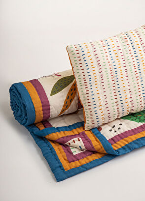 Uniqlooms Jungle El Yapımı Organik Pamuk Bebek Çocuk Yatak Örtüsü Takımı - 7