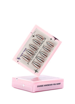 Takma Takma Gümüş Kısa Badem 30'lu Protez Takma Tırnak MKBD1741 - 6