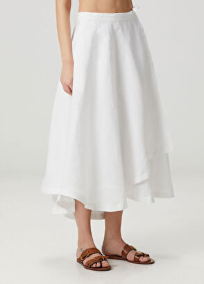 Polo Ralph Lauren White Midi Linen Skirt - 3