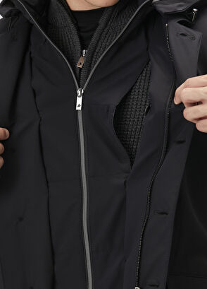 Beymen Club Siyah Kapüşonlu İç Yaka Detaylı Mont - 8