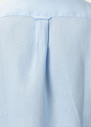 Beymen Club Comfort Fit Linen Shirt With Blue Tonal Embroidery - 8