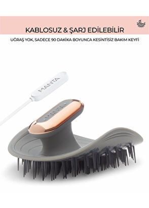 Manta Hair Pulse Grey Rose Gold Vibrating Scalp Massage Brush - 6