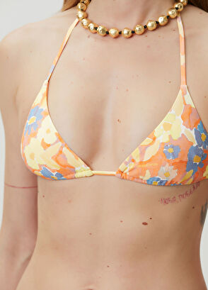 Les Benjamins Orange Floral Triangle Bikini Top - 5