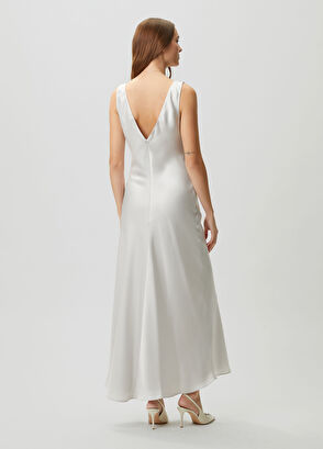 Beymen Club Gri Maksi Saten Abiye Elbise - 4