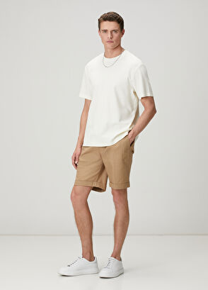 Beymen Club Cream Relax Fit Interlock Basic T-Shirt - 3